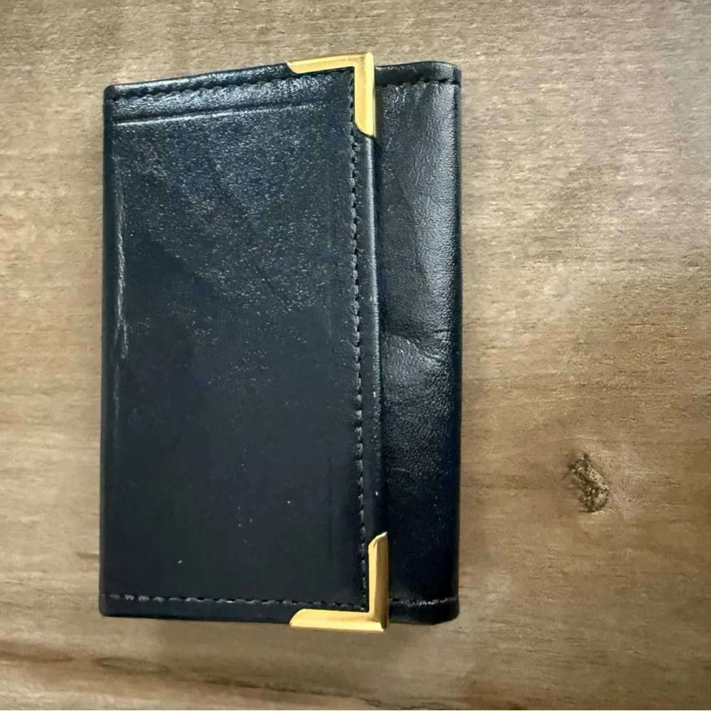Vintage Princess Gardner Key Pouch Full Grain Cowhide Navy‎ Blue Gold Papers